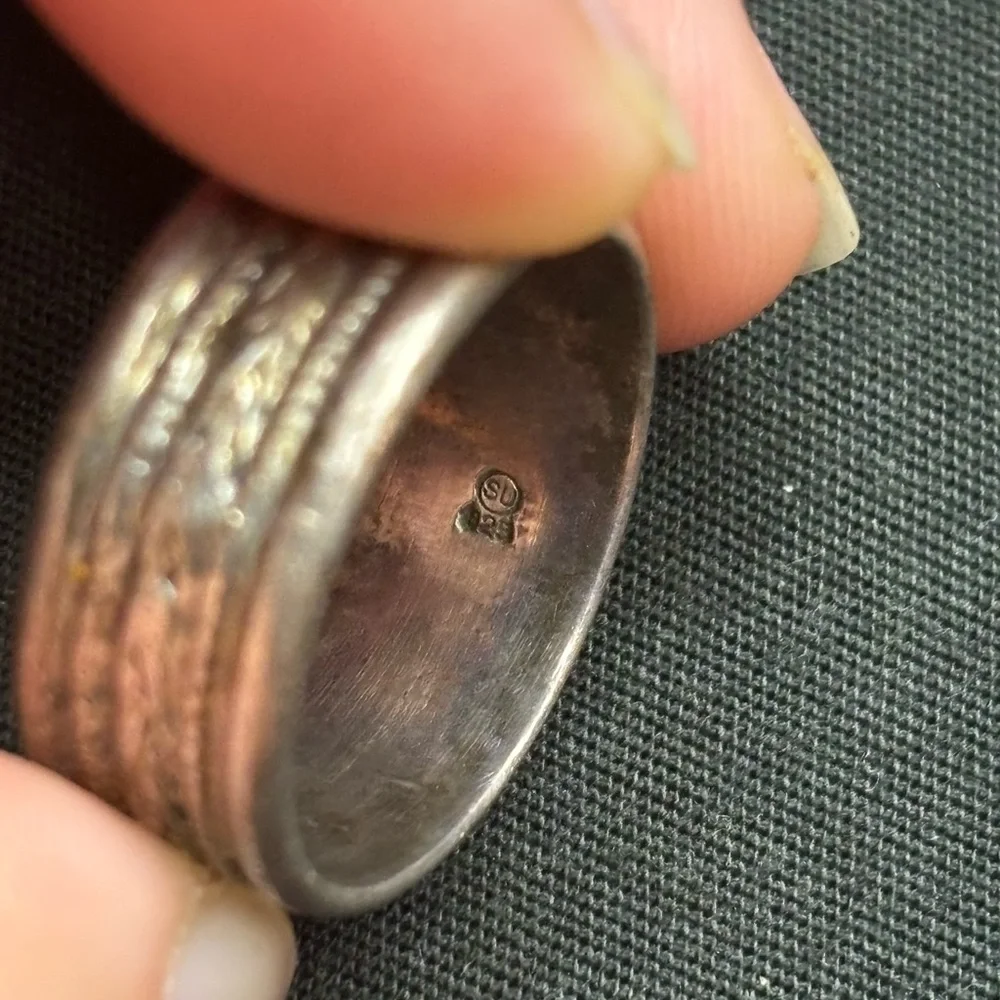 Vintage 925 Sterling Silver Rope Wide Band Ring - Picture 4 of 4